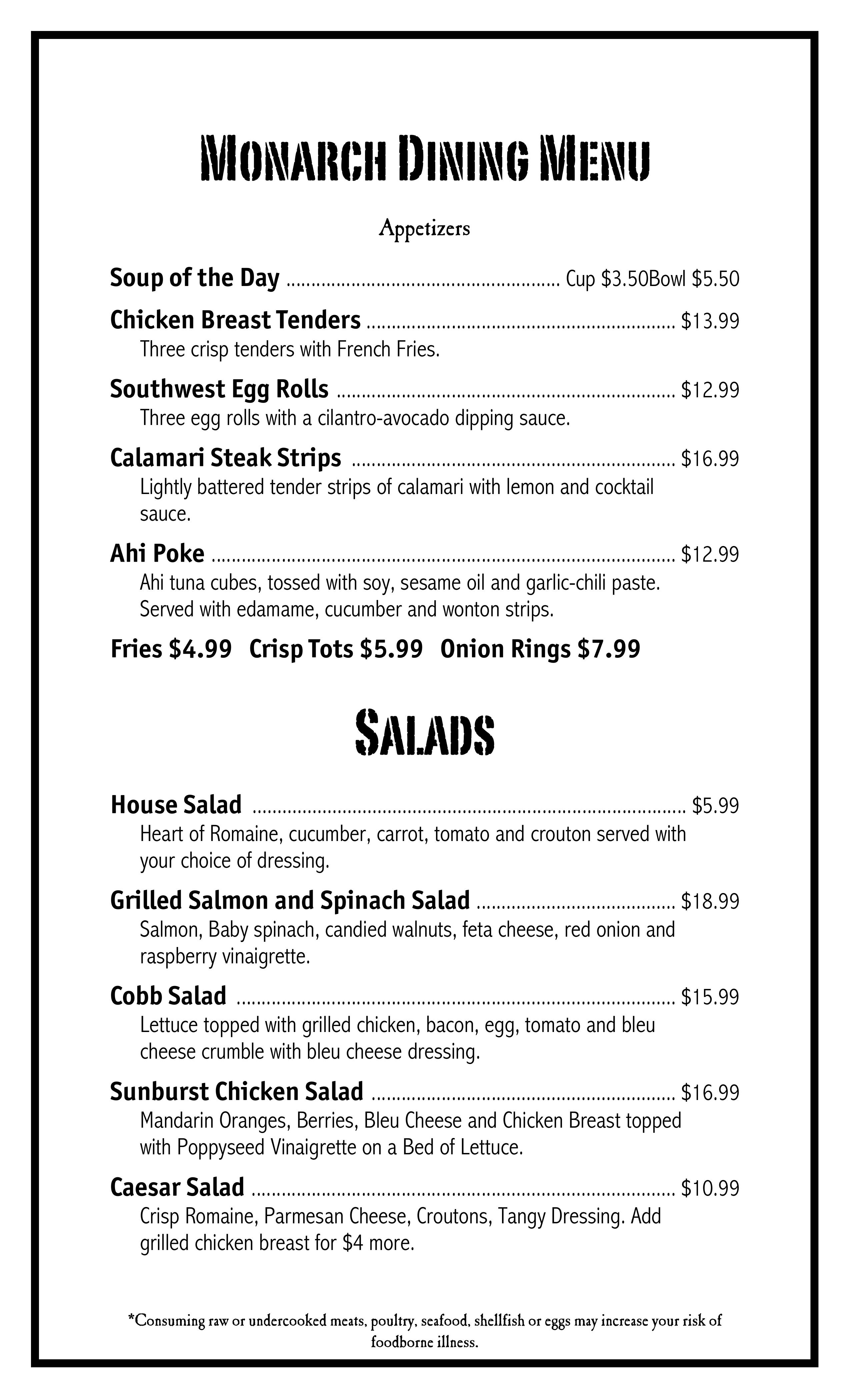 Monarch Menu all day images 0